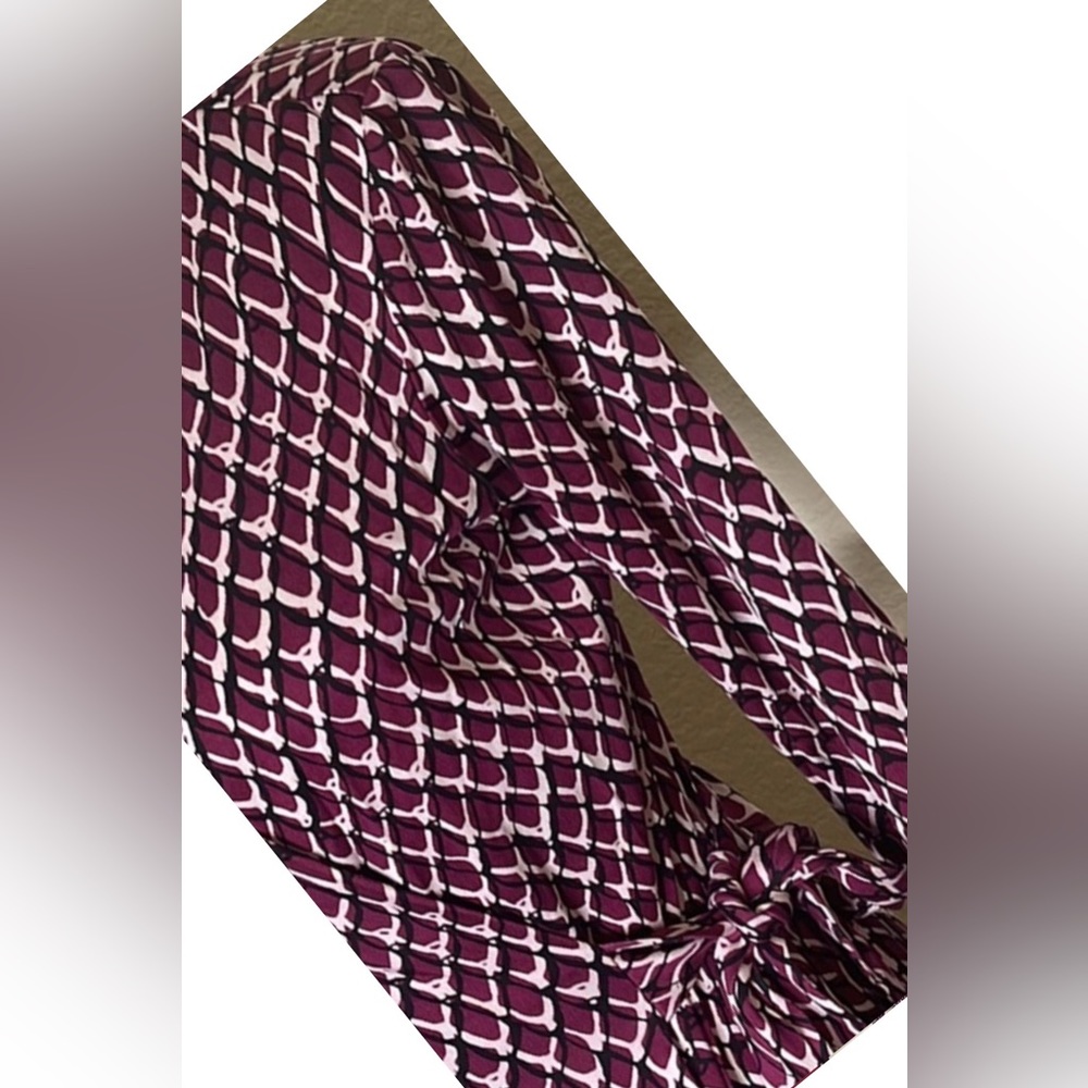 Diane Von Furstenberg Burgundy and White Wrap Dress - Picture 9 of 12